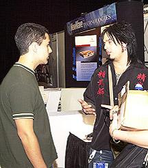 Nikki Sixx talking shop on the Trade Show floor.